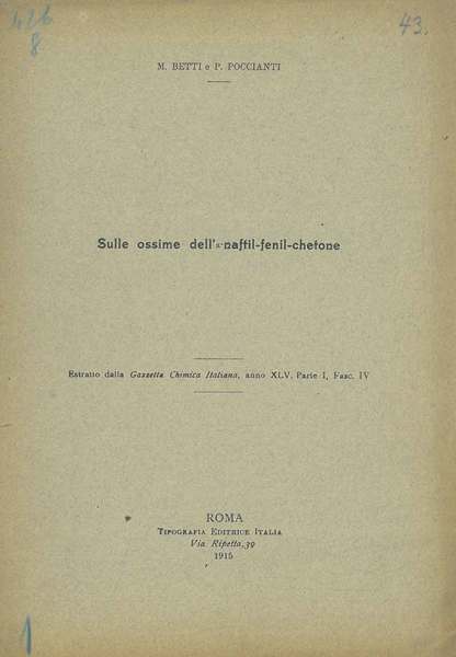 Sulle ossime dell'alfa-naftil-fenil-chetone. Estratto