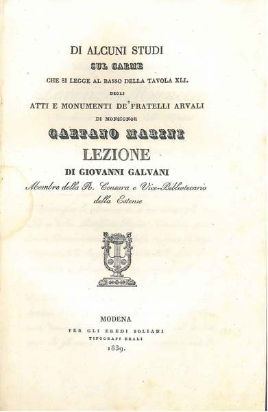 Di alcuni studi sul carme che si legge al basso …