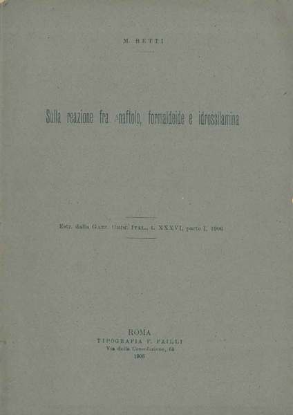 Sulla reazione fra betanaftolo, formaldeide e idrossilamina. Estratto