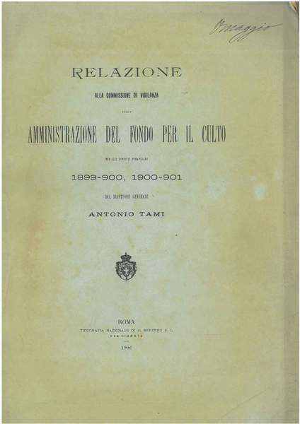 Relazione alla commissione di vigilanza sulla amministrazione del fondo per …