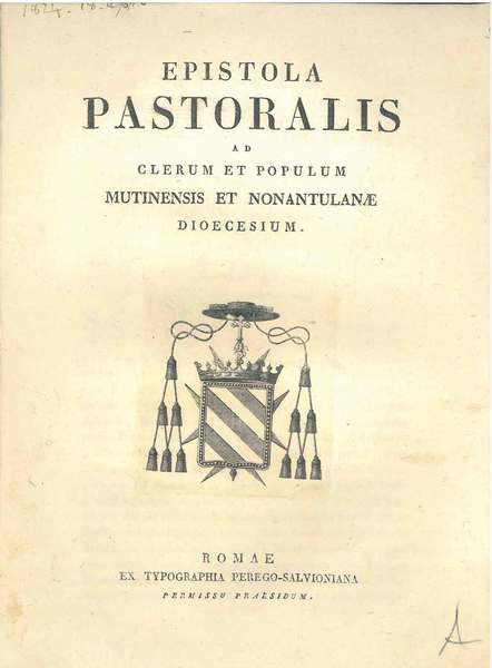 Epistola pastoralis ad clerum et populum mutinensis et nonantulanae dioecesium