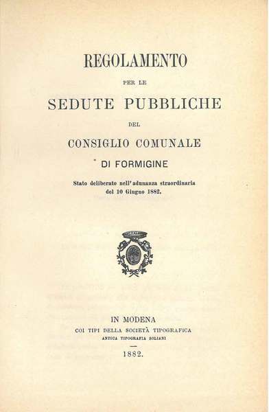 Regolamento per le sedute pubbliche del consiglio comunale di Formigine. …