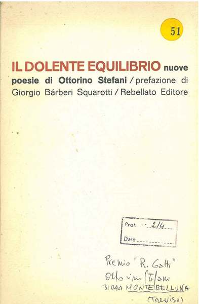 Il dolente equilibrio prefazione di G. Barberi Squarotti