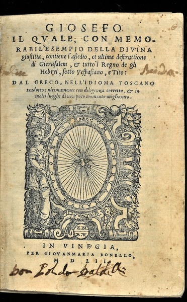 Giosefo, il quale con memorabil'esempio della divina giustitia, contiene l'assedio …