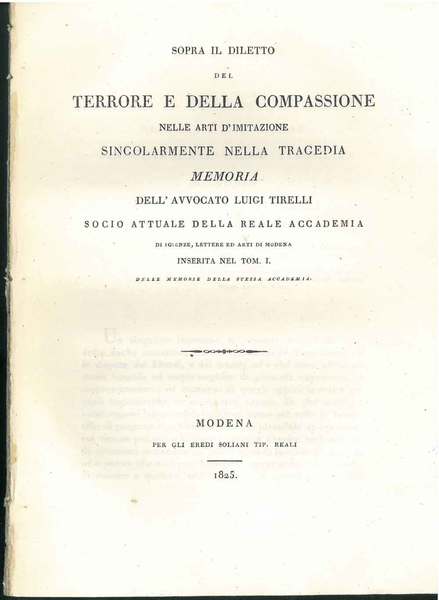 Sopra il diletto del terrore e della compassione nelle arti …