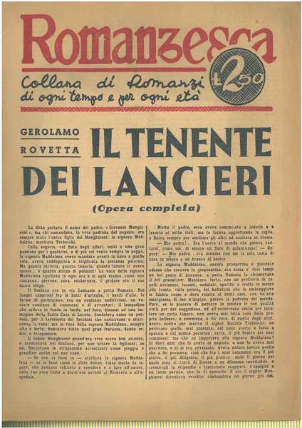 Il tenente dei lancieri. (Opera completa). Romanzesca: collana di romanzi …