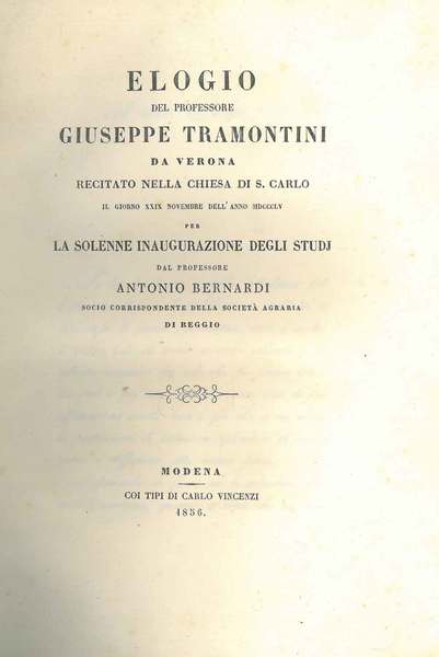 Elogio del professore Giuseppe Tramontini da Verona recitato nella chiesa …
