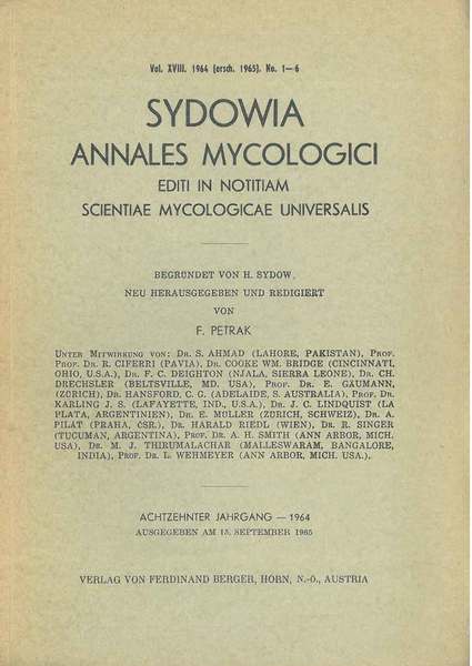 Sydowia. Annales mycologici editi in notitiam scientiae mycologicae universalis