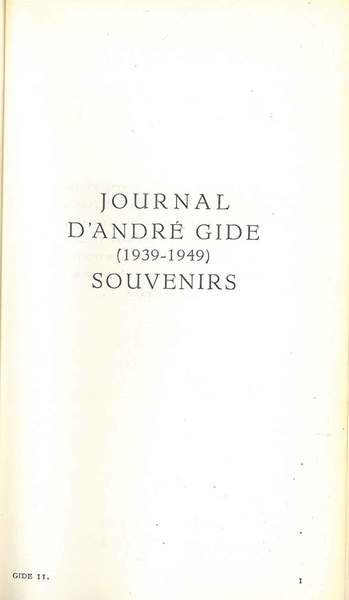 Journal 1939-1949. Souvenirs