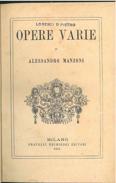 Opere varie di Alessandro Manzoni