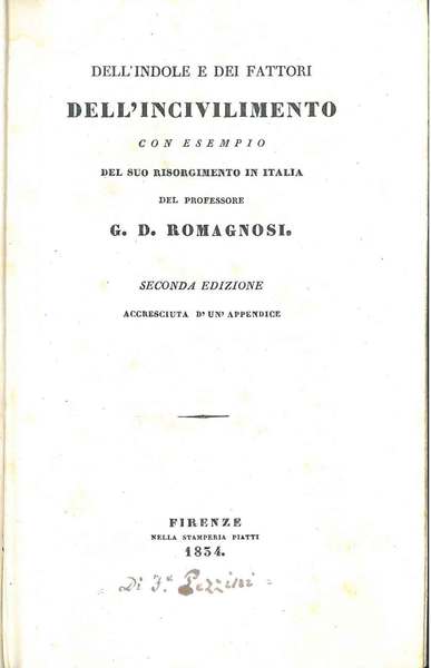 Dell'indole e dei fattori dell'incivilimento con esempio del suo risorgimento …