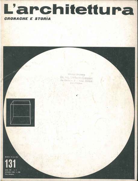 L' architettura. Cronache e storia. Anno XI, n. 131, settembre …