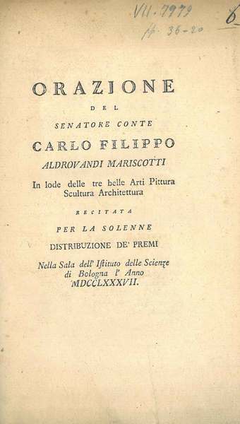 Orazione del senatore conte (.) in lode delle tre belle …