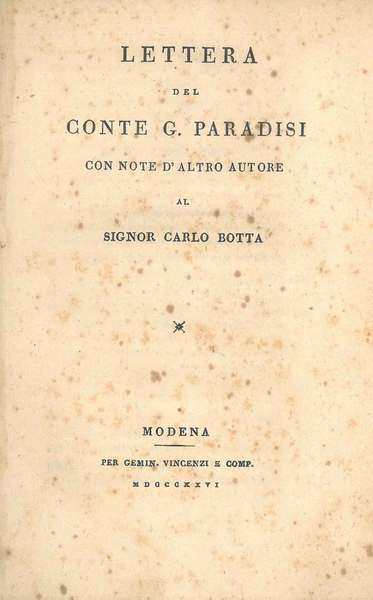 Lettera del Conte G. Paradisi con note d'altro autore al …