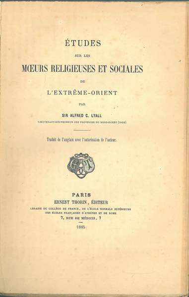 Etudes sur les moeurs religieuses et sociales de l'lextreme - …