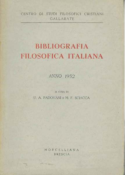 Bibliografia filosofica italiana. Anno 1952