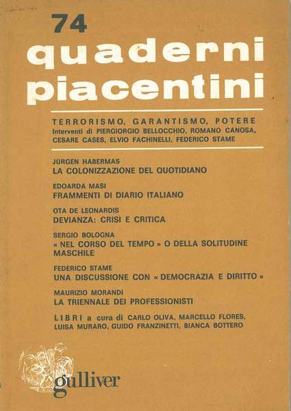 Quaderni piacentini. Anno xix, n. 74, aprile 1980