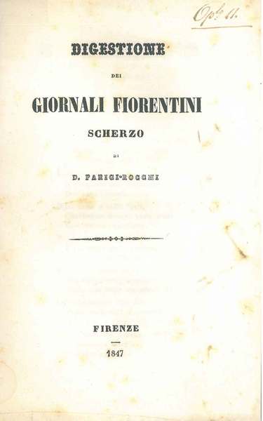 Digestione dei giornali fiorentini. Scherzo