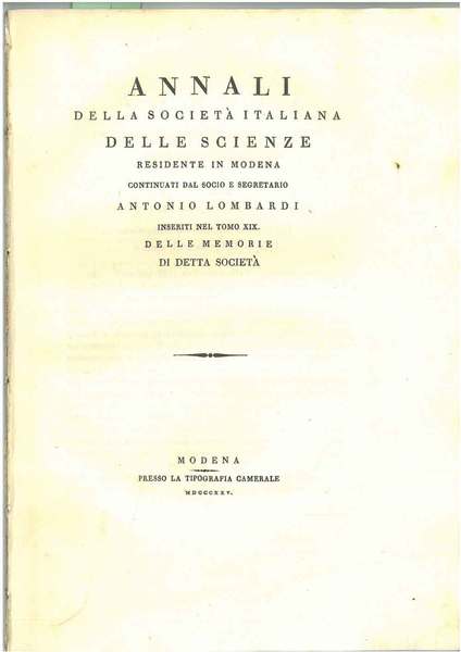 Annali della società italiana delle scienze residente in Modena continuati …