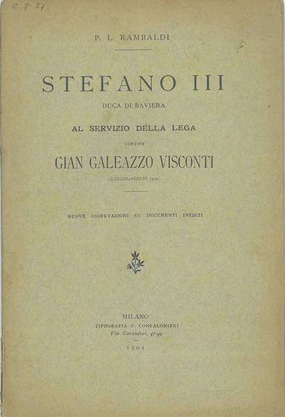 Stefano iii Duca di Baviera al servizio della Lega contro …