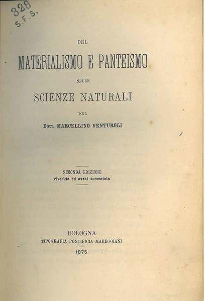 Del materialismo e panteismo nelle scienze naturali. Seconda edizione riveduta …