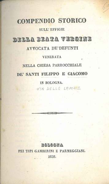 Compendio storico sull'effigie della Beata Vergine avvocata dei defunti venerata …