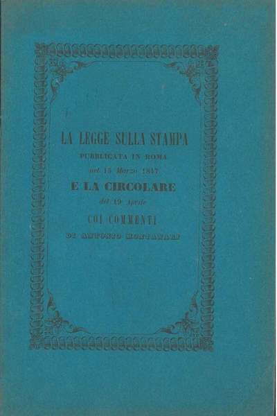 La legge sulla stampa pubblicata in Roma nel 15 marzo …
