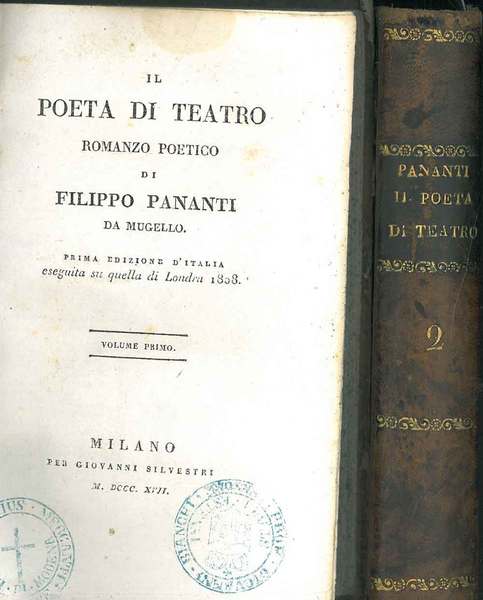 Il poeta di teatro. Romanzo poetico di Filippo Pananti da …