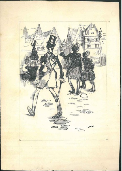 Disegno a china di passeggio a Praga