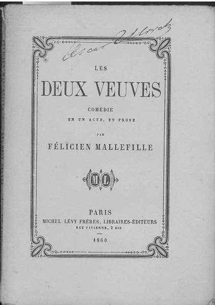 Les deux veuves. Comédie en un acte, en prose