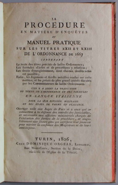 La procedure en matière d'enquetes ou Manuel Pratique sur les …