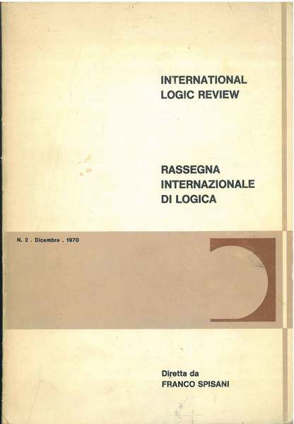 International logic review. Rassegna internazionale di logica N. 2 Dicembre …