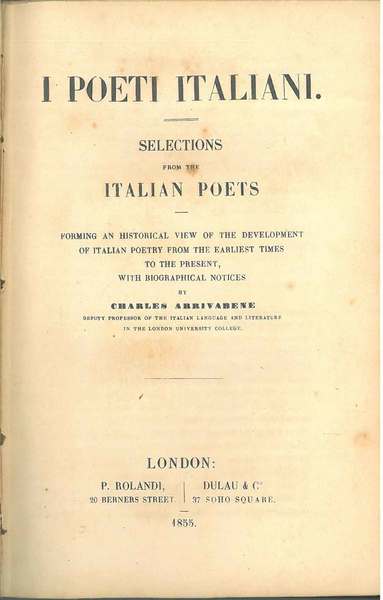 I poeti italiani. Selections from the italian poets forming an …