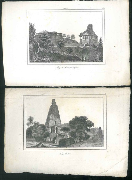 Due incisioni di templi buddisti in India