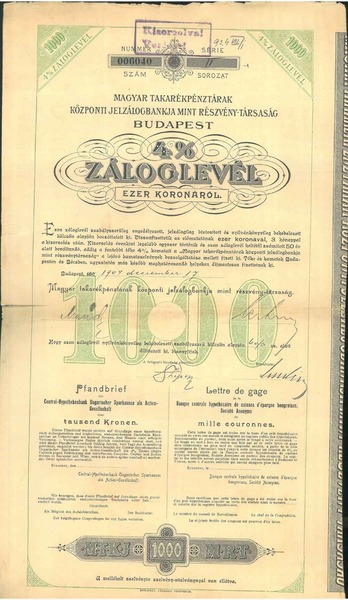 Obligazione di 1000 corone ungheresi