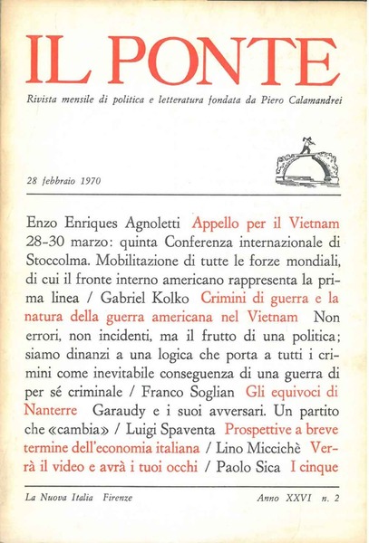Il Ponte. Rivista mensile di politica e letteratura. Anno XXVI, …