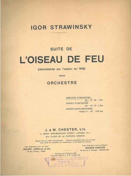 Suite de l'Oiseau de Feu (Réorchestrée par lauteur en 191 …