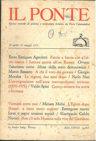 Il Ponte. Rivista mensile di politica e letteratura. Anno XXVIII, …