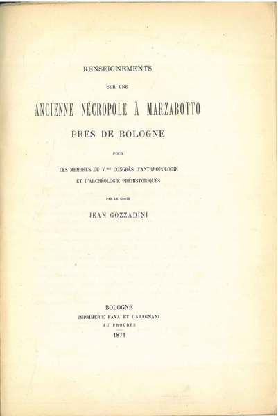 Renseignements sur une ancienne nécropole a Marzabotto près de Bologna …