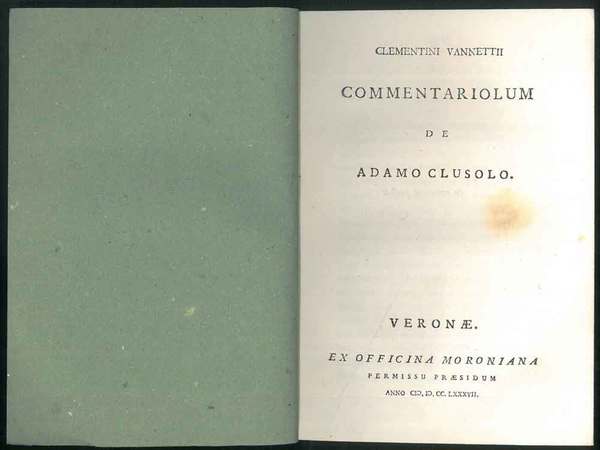 Clementini Vannettii commentariolum de Adamo Clusolo