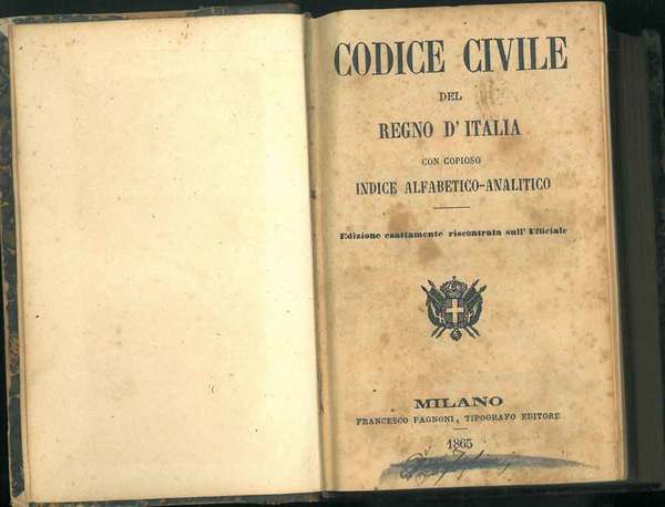 Codice civile del Regno d'Italia con copioso indice alfabetico analitico. …