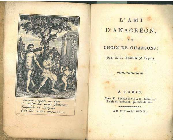 L' ami d'Anacreon ou Choix de chansons par E. T. …