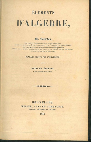 Eléments d'Algèbre. Ouvrage adopté par l'université
