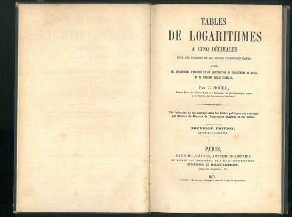 Tables de logarithmes a cinq décimales pour les nombres et …
