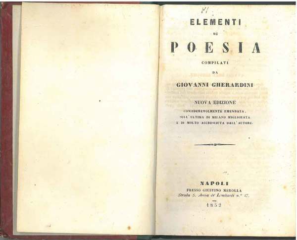 Elementi di poesia compilati da Giovanni Gherardini. Nuova edizione considerevolmente …