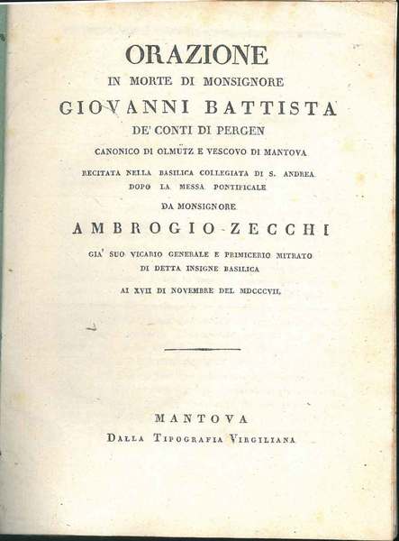 Orazione in morte di monsignore Giovanni Battista de' conti di …