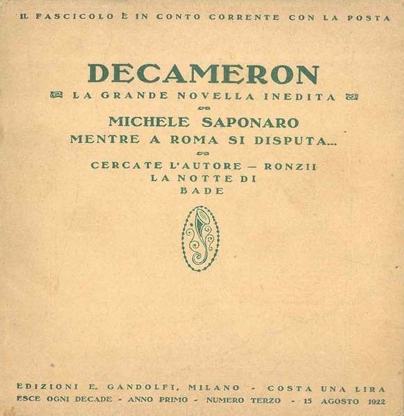 Decameron. La grande novella inedita. Mentre a Roma si disputa. …