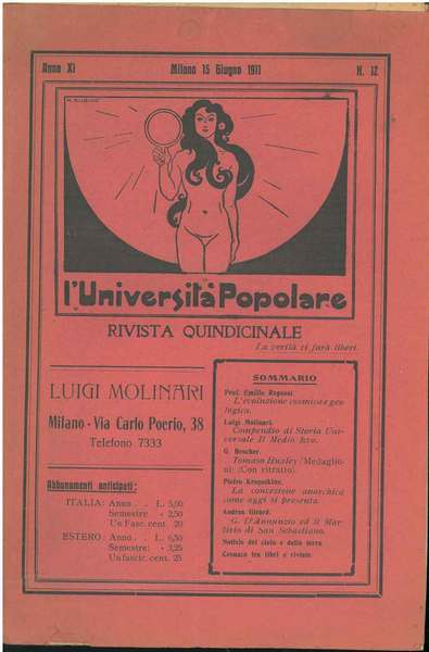 L' università popolare. rivista quindicinale. Anno XI, milano, 15 giugno …