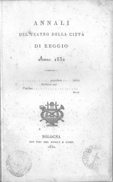 Annali del teatro della città di Reggio 1832