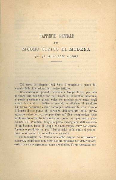 Rapporto biennale del museo civico di Modena per gli anni …